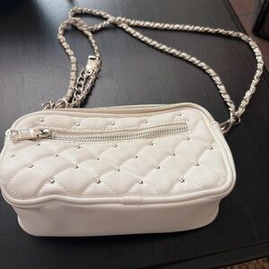 Steve Madden Quilted Mini Shoulder Bag Y2K White Chain Purse